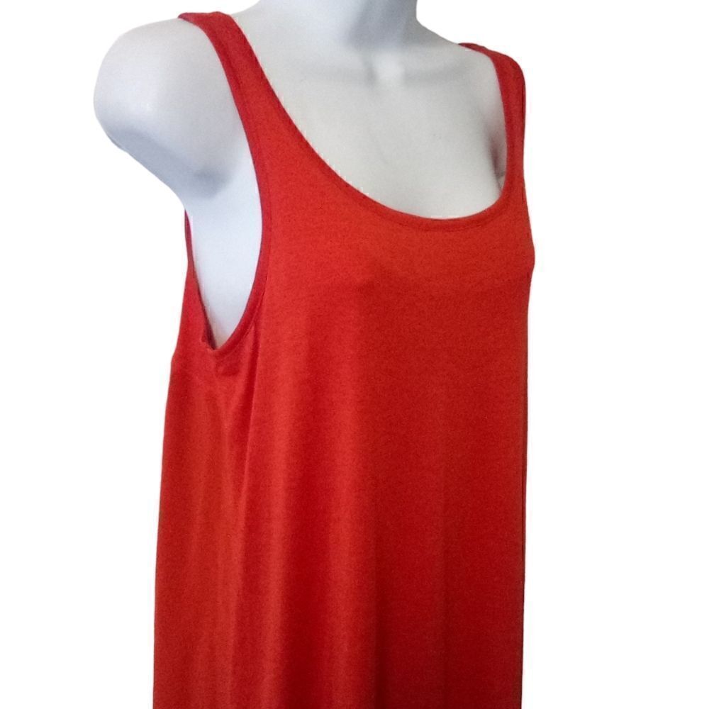 Eileen Fisher orange silk cotton Firefly lined tank dress high low hem size S - Picture 5 of 11
